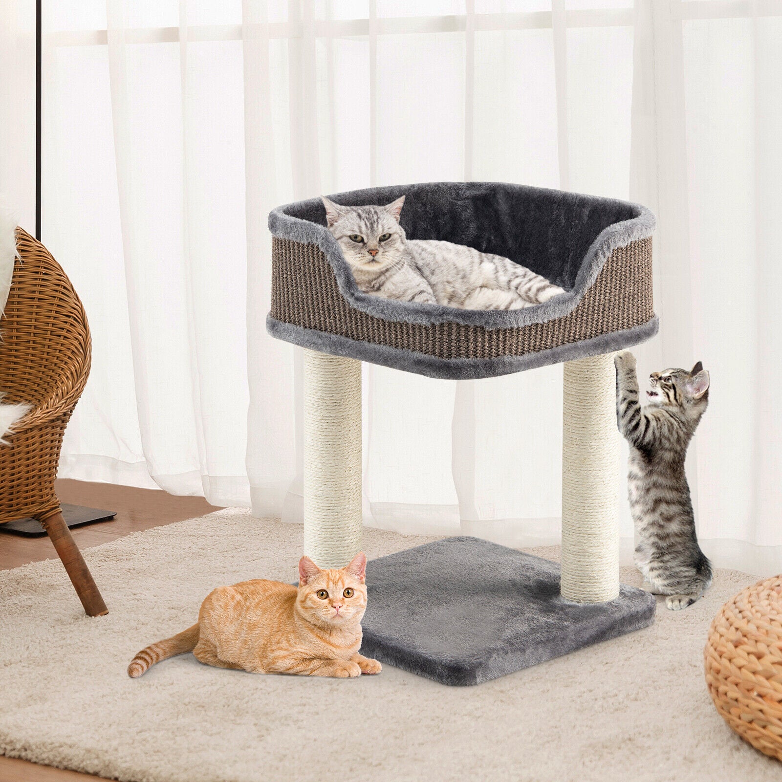 Multi-Level Cat Climbing Tree with Scratching Posts and Large Plush Perch - view 6