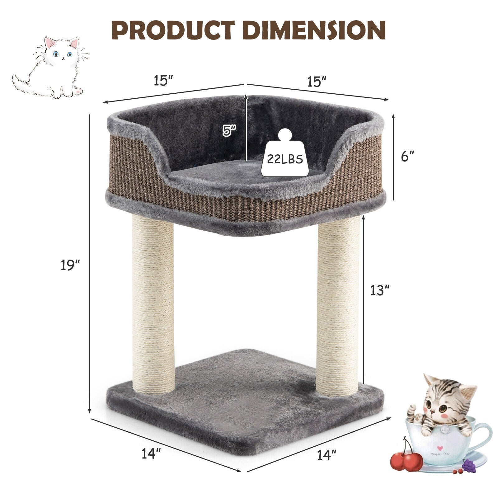 Multi-Level Cat Climbing Tree with Scratching Posts and Large Plush Perch - view 5