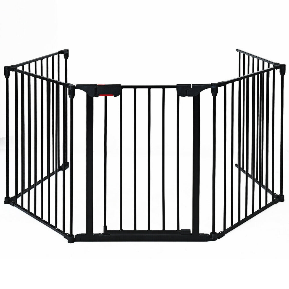 115 Inch Length 5 Panel Adjustable Wide Fireplace Fence Pet Gate