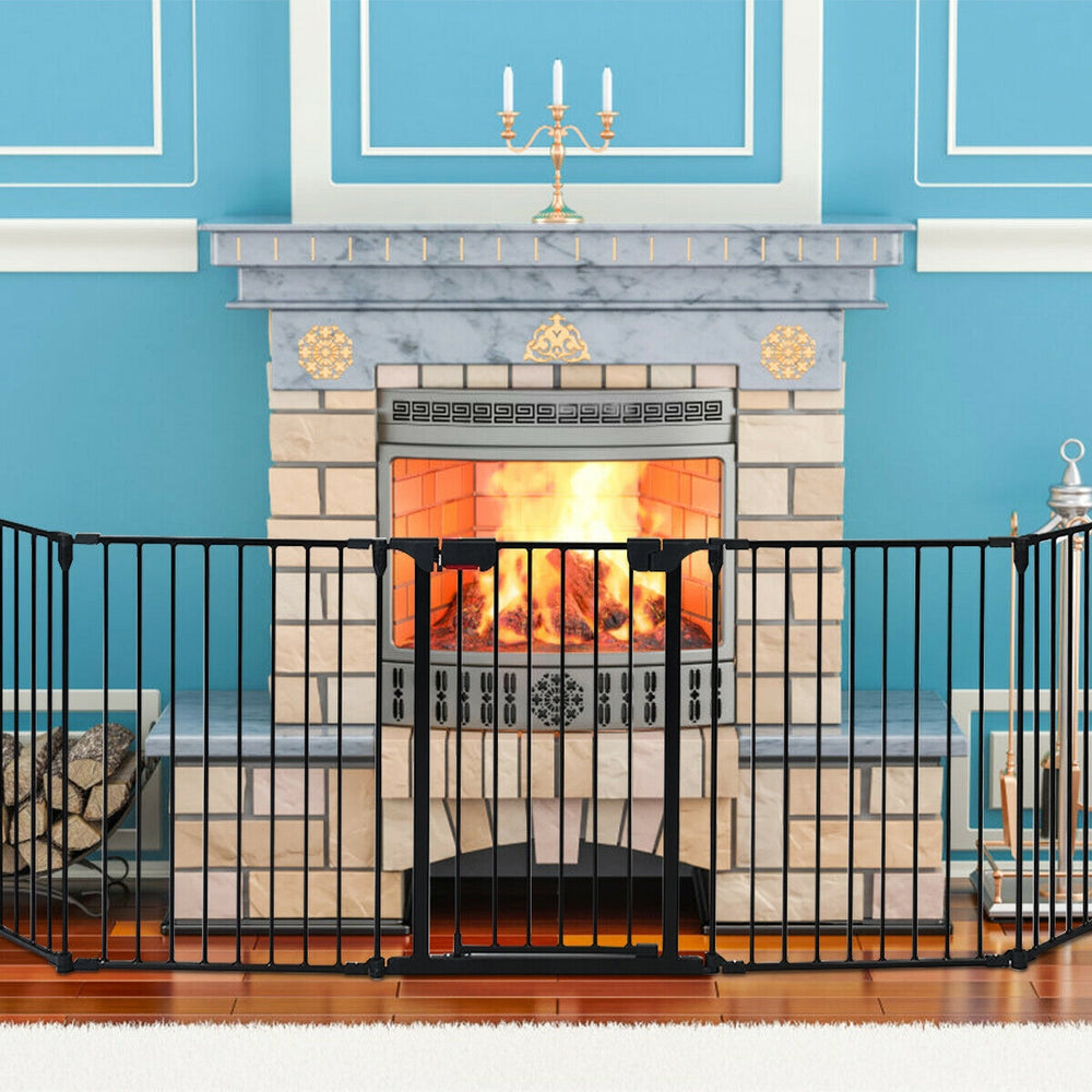 115 Inch Length 5 Panel Adjustable Wide Fireplace Fence Pet Gate - view 2