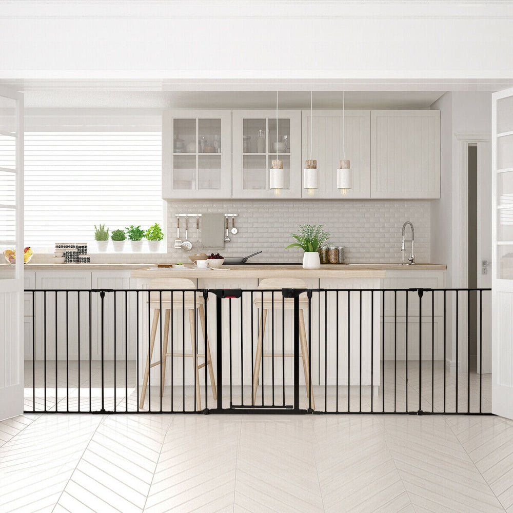 115 Inch Length 5 Panel Adjustable Wide Fireplace Fence Pet Gate - view 6
