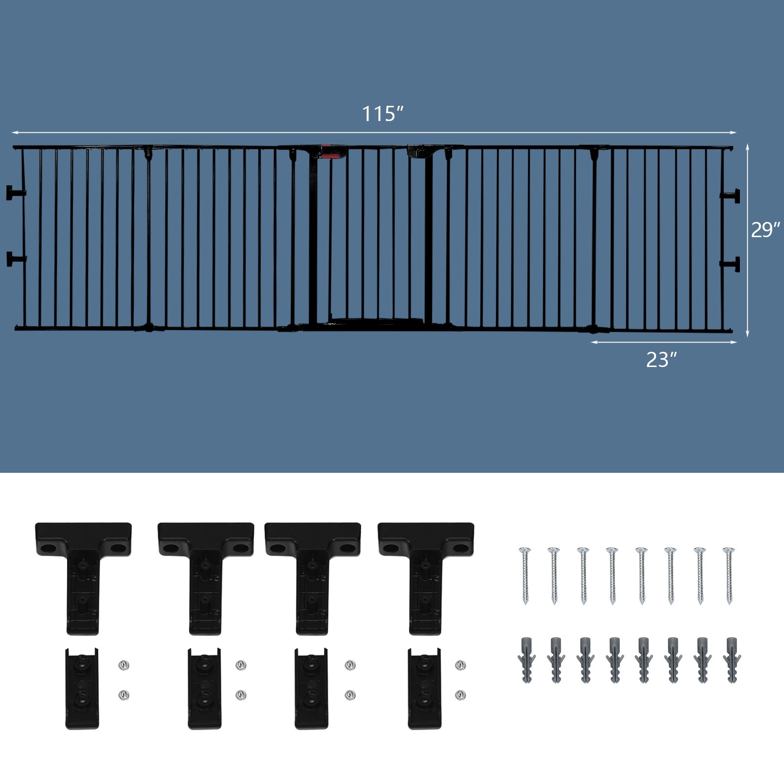 115 Inch Length 5 Panel Adjustable Wide Fireplace Fence Pet Gate - view 5