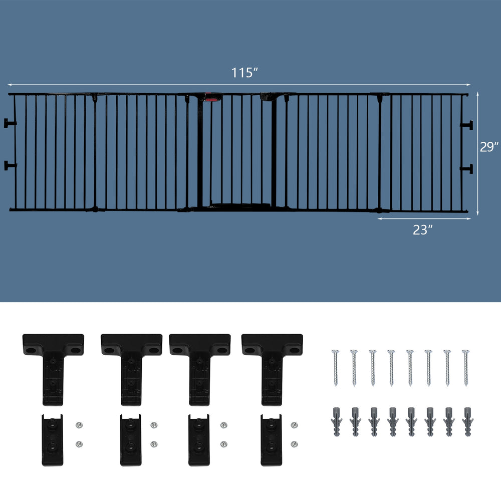 115 Inch Length 5 Panel Adjustable Wide Fireplace Fence Pet Gate - view 5