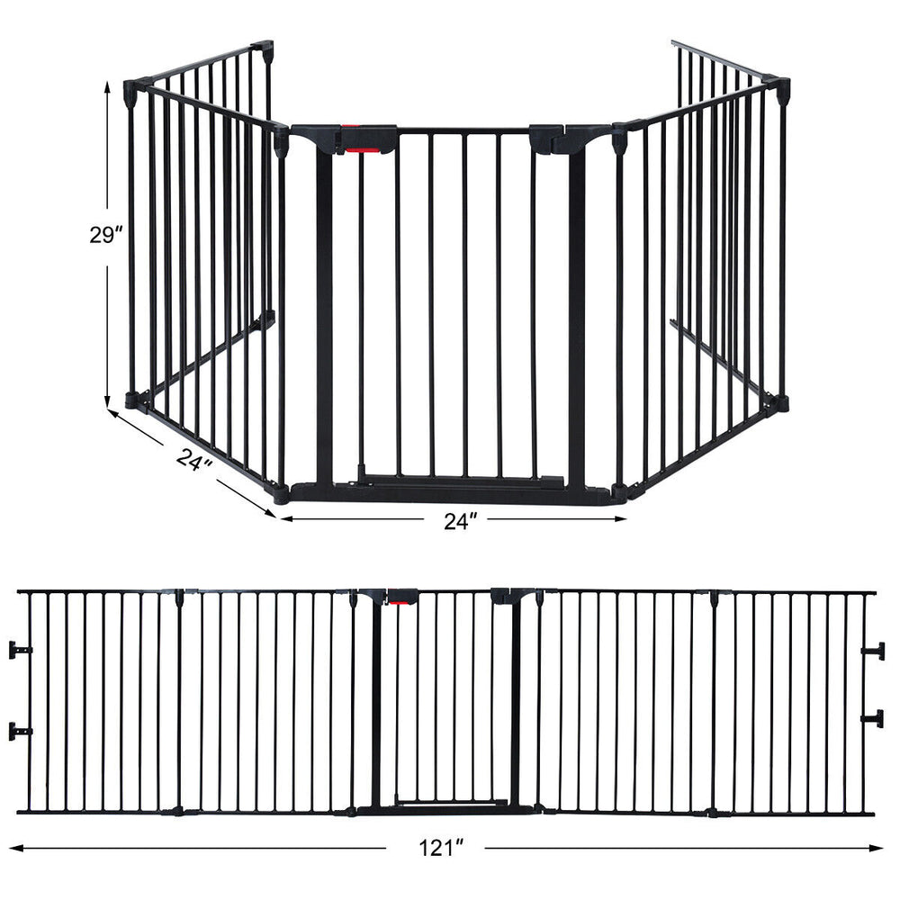 115 Inch Length 5 Panel Adjustable Wide Fireplace Fence Pet Gate - view 4