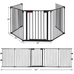 115 Inch Length 5 Panel Adjustable Wide Fireplace Fence Pet Gate - view 4