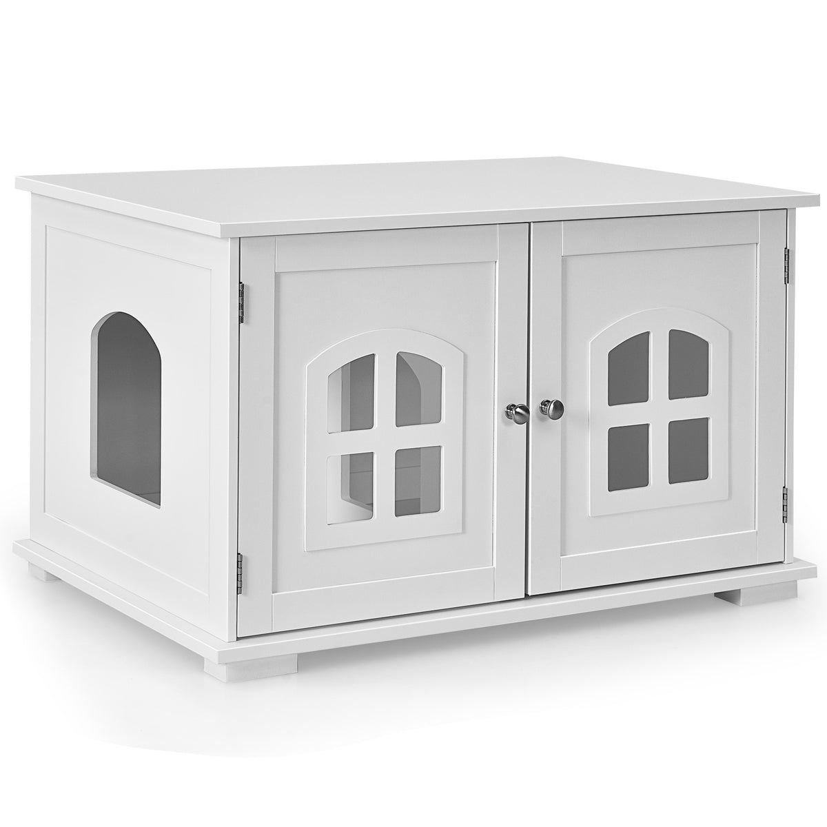 Large Wooden Cat Litter Box Enclosure Hidden Cat Washroom with Divider Cat House