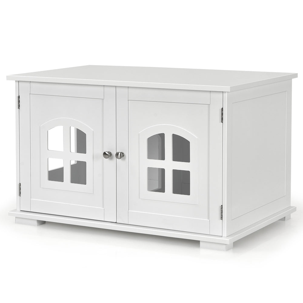 Large Wooden Cat Litter Box Enclosure Hidden Cat Washroom with Divider Cat House - view 4