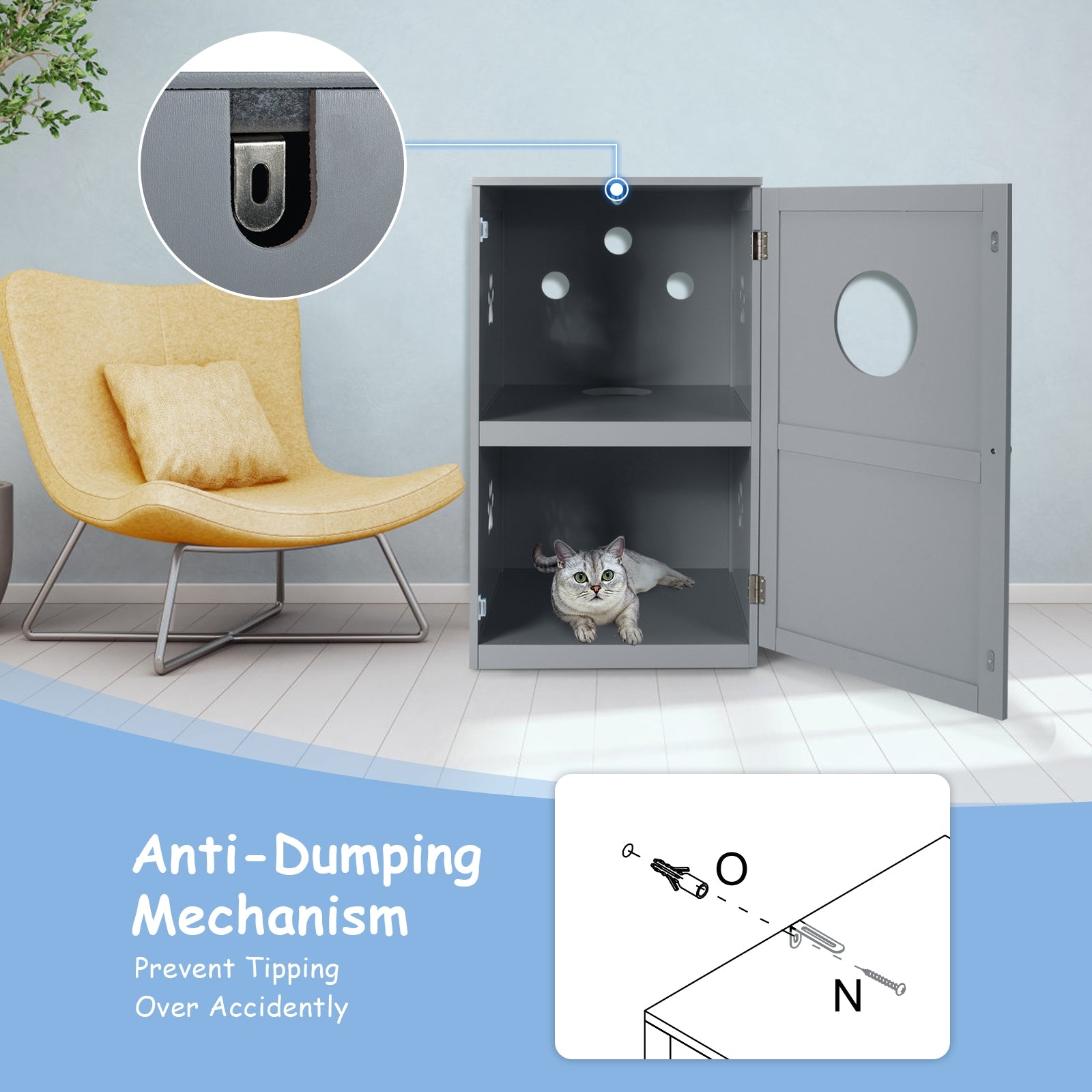 2-tier Litter Hidden Cat House With Anti-toppling Device - view 7