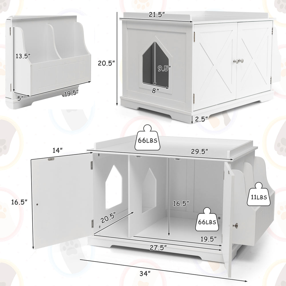 Large Wooden Cat Litter Box Enclosure with the Storage Rack Cat House - view 5