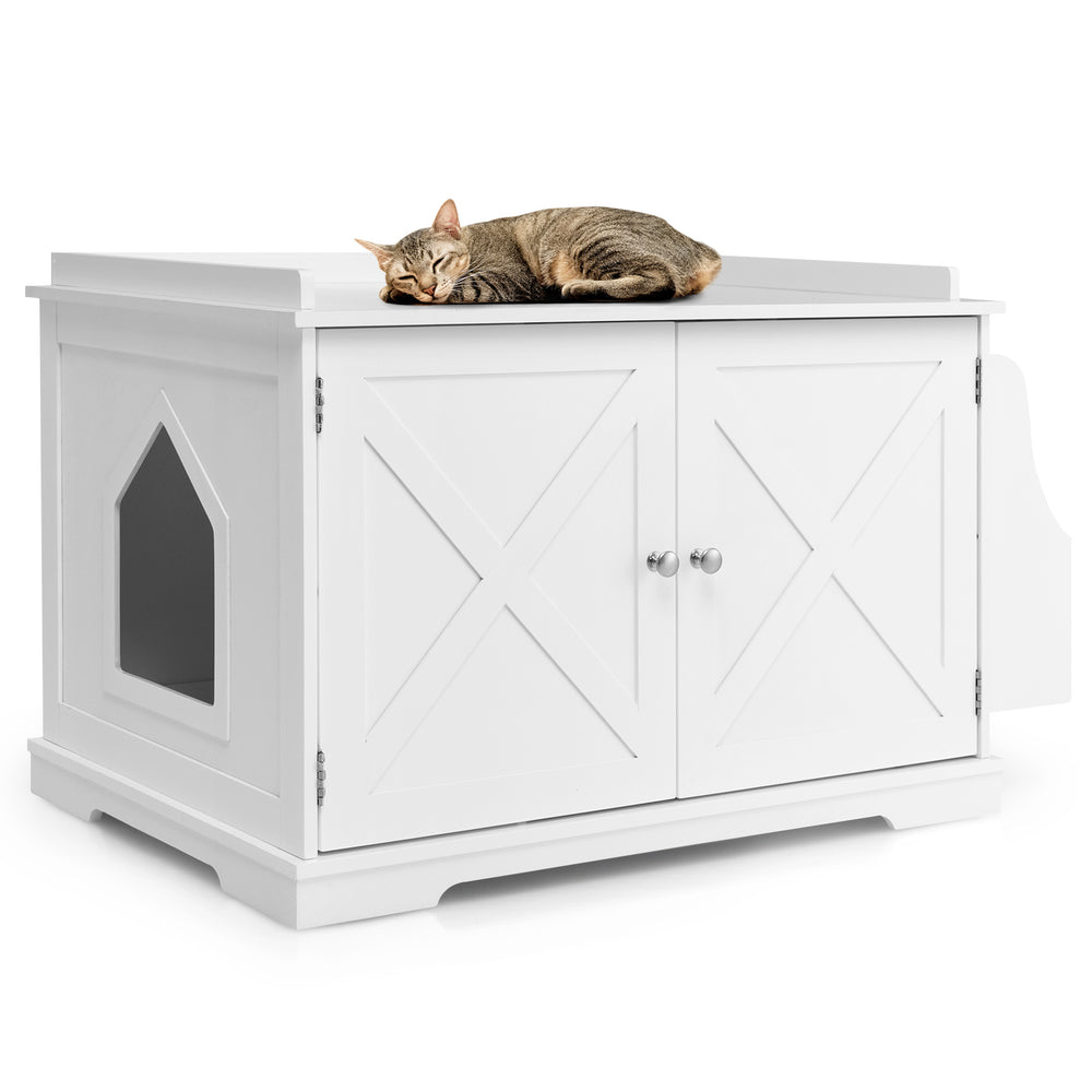 Large Wooden Cat Litter Box Enclosure with the Storage Rack Cat House - view 4