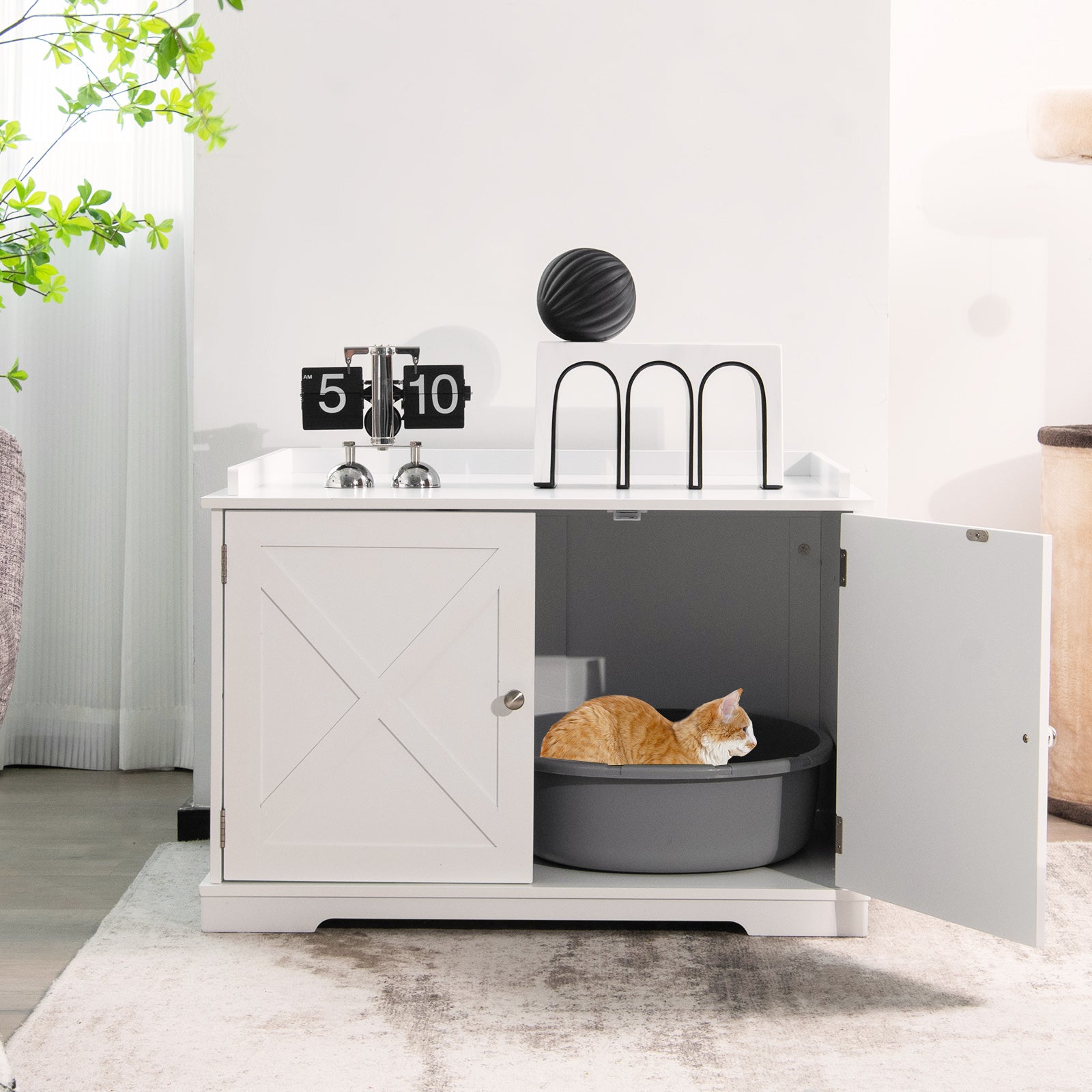 Large Wooden Cat Litter Box Enclosure with the Storage Rack Cat House - view 3