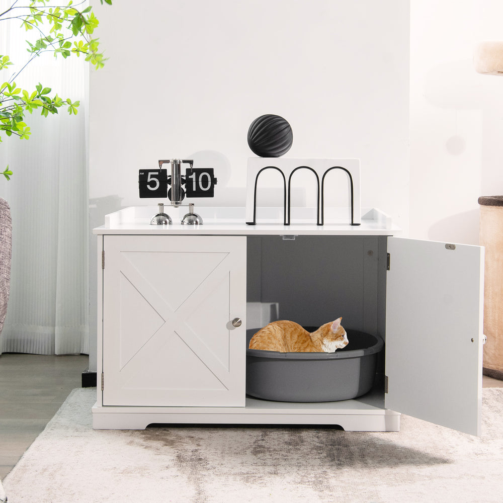 Large Wooden Cat Litter Box Enclosure with the Storage Rack Cat House - view 3