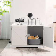 Large Wooden Cat Litter Box Enclosure with the Storage Rack Cat House - view 3