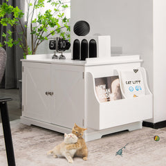 Large Wooden Cat Litter Box Enclosure with the Storage Rack Cat House - view 2