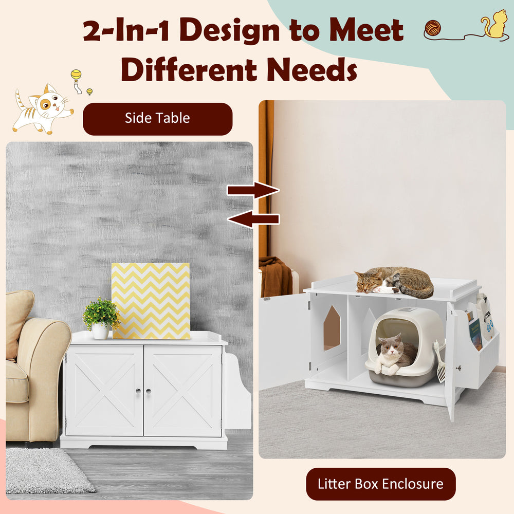 Large Wooden Cat Litter Box Enclosure with the Storage Rack Cat House - view 8