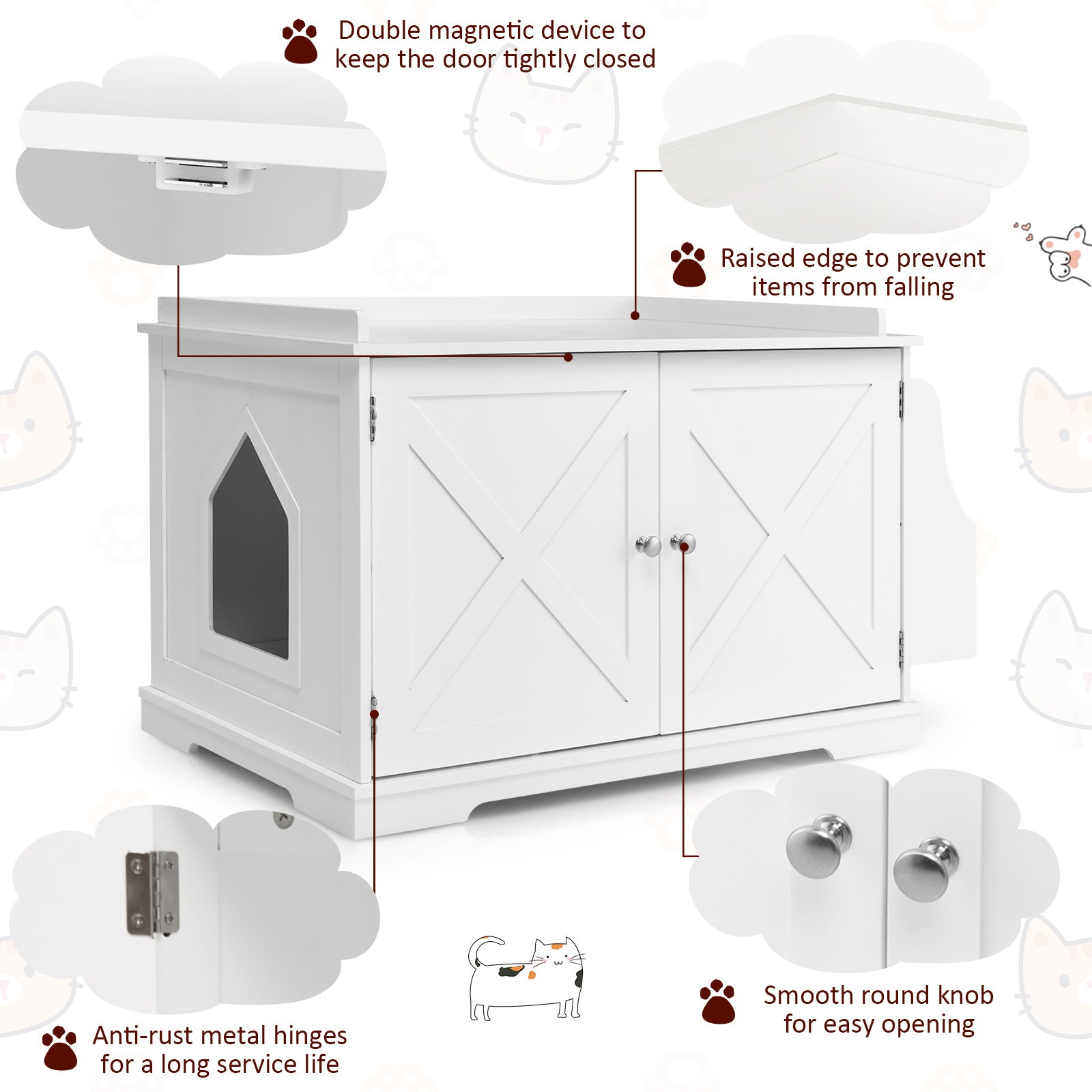 Large Wooden Cat Litter Box Enclosure with the Storage Rack Cat House - view 6