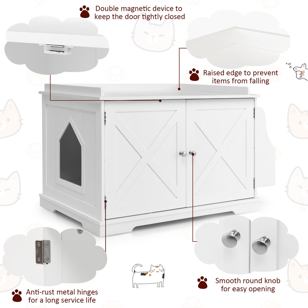 Large Wooden Cat Litter Box Enclosure with the Storage Rack Cat House - view 6