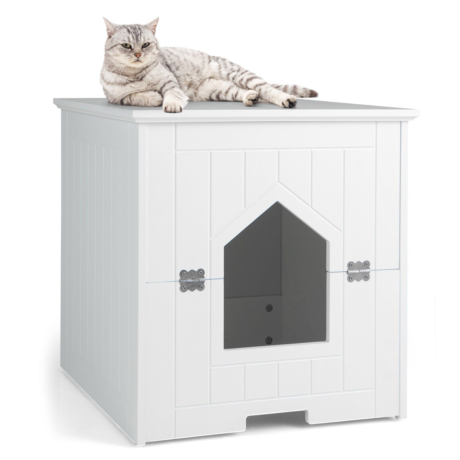 Cat Litter Box Enclosure with Flip Magnetic Half Door Cat House - view 4
