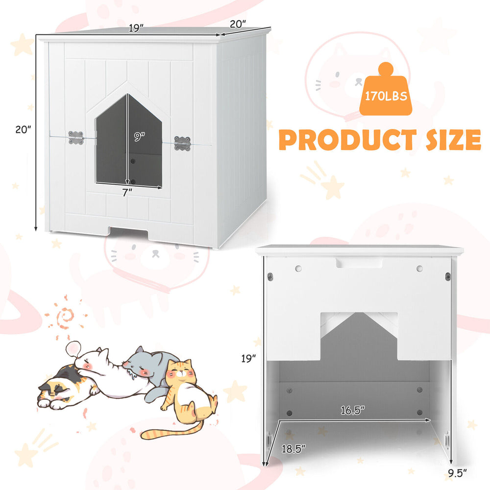 Cat Litter Box Enclosure with Flip Magnetic Half Door Cat House - view 5