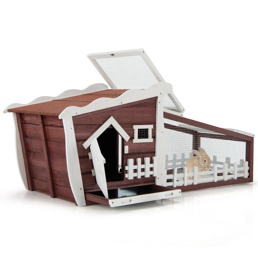 62 Inch Wooden Rabbit Hutch with Pull Out Tray - view 8