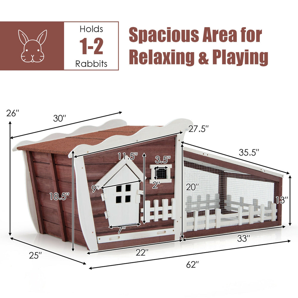 62 Inch Wooden Rabbit Hutch with Pull Out Tray - view 5