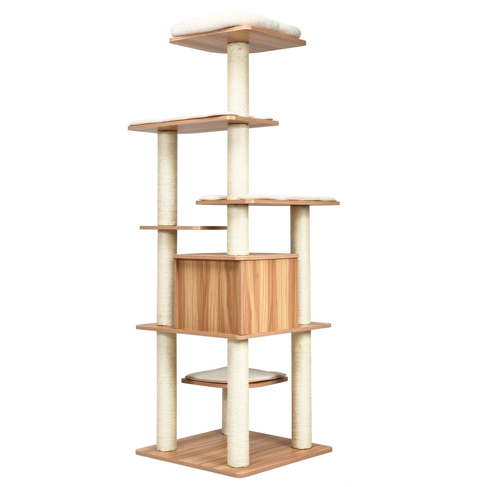 7-Layer Wooden Cat Tree Tall Cat Tower with Sisal Posts and Condo - view 4