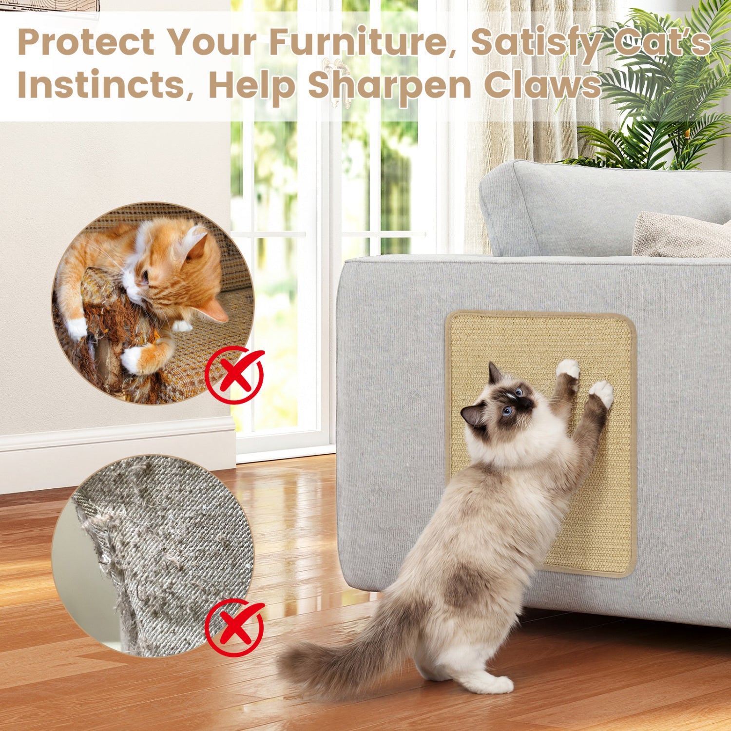 16 x 12 Inch 6-Piece Cat Scratcher Mat Set Cat Tree - view 8