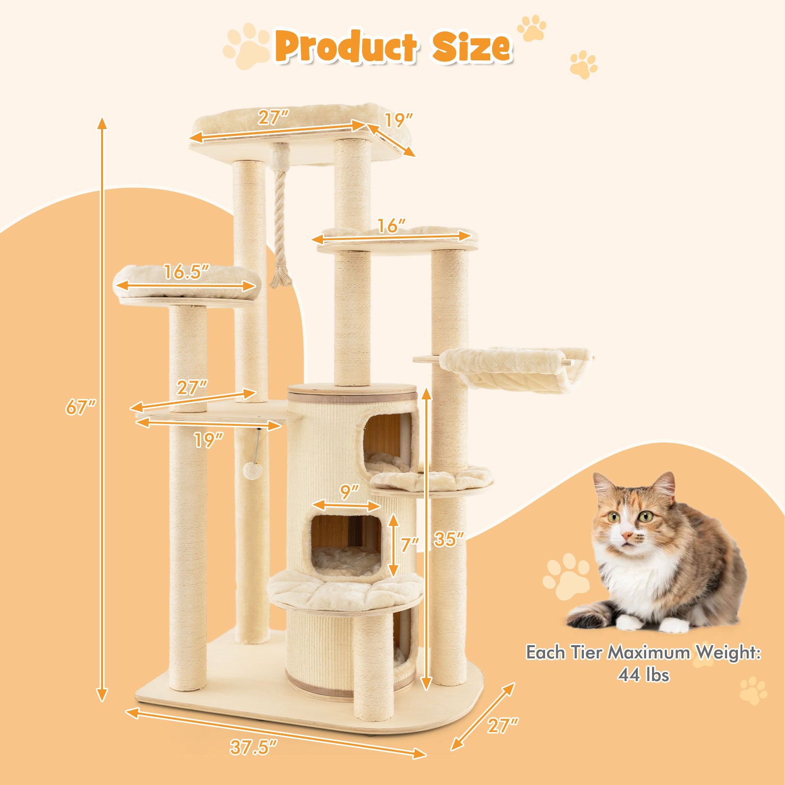 Multi-Level Cat Tree with 3-story Cat Condo - view 4