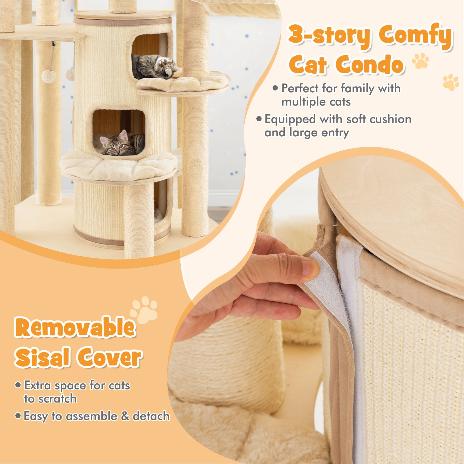 Multi-Level Cat Tree with 3-story Cat Condo - view 6