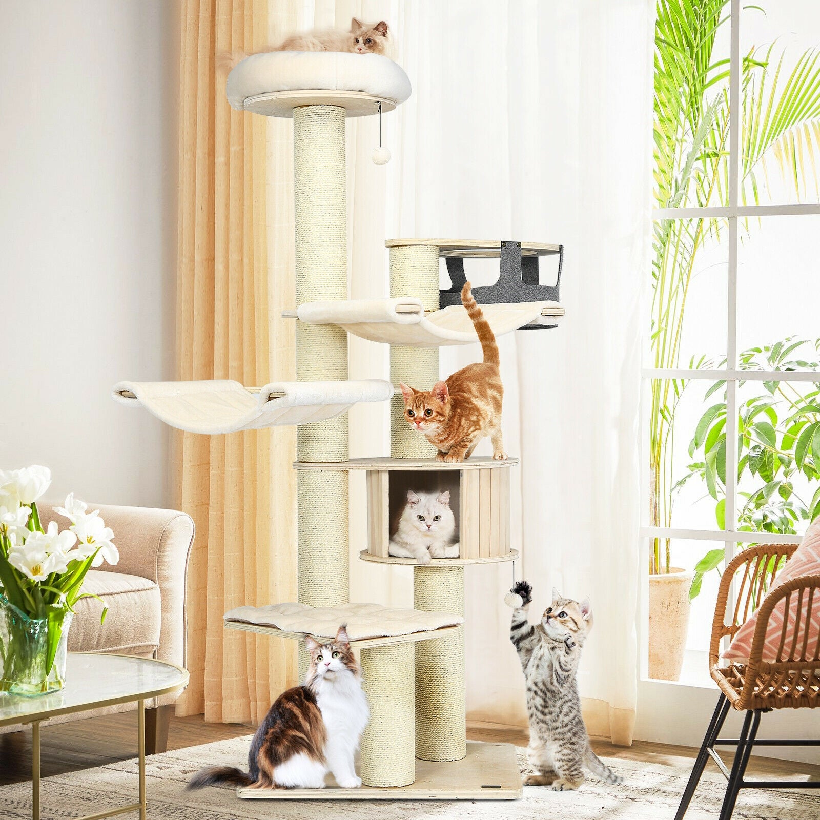 77.5-Inch Cat Tree Condo Multi-Level Kitten Activity Tower with Sisal - view 2