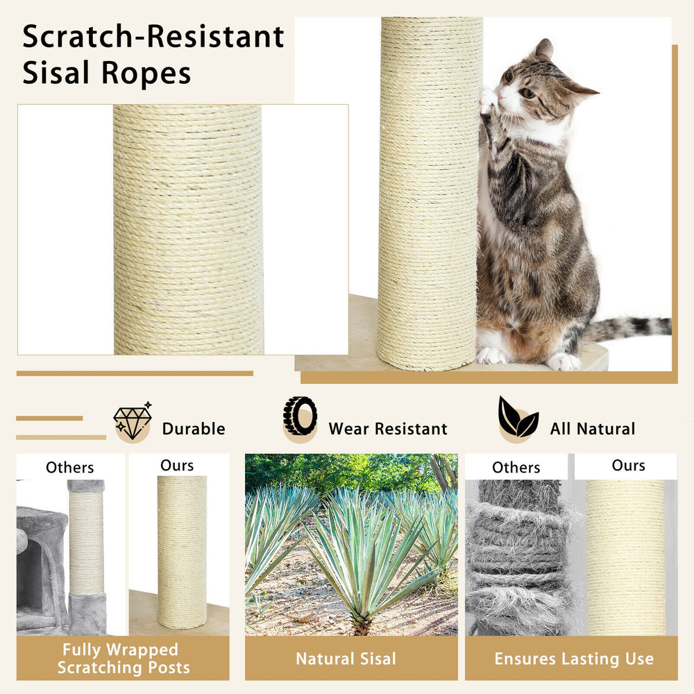 77.5-Inch Cat Tree Condo Multi-Level Kitten Activity Tower with Sisal - view 7