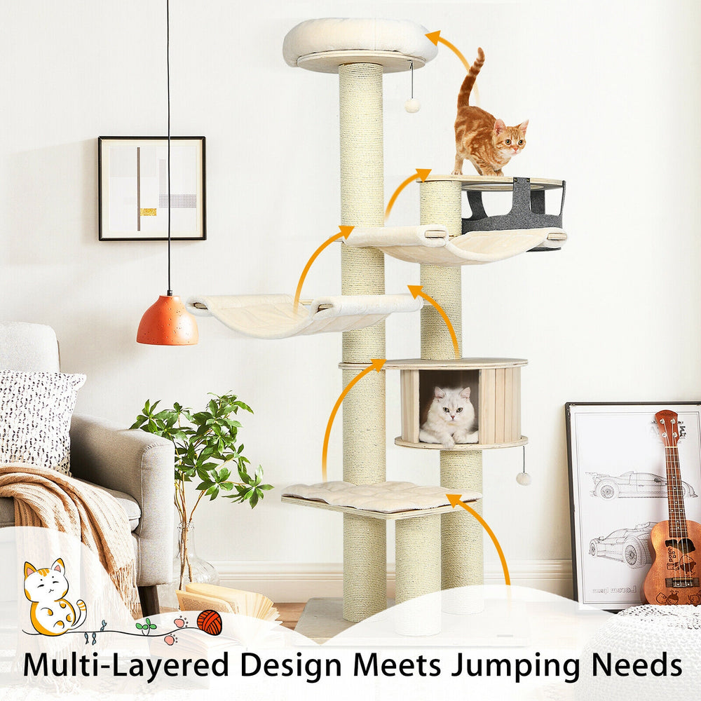 77.5-Inch Cat Tree Condo Multi-Level Kitten Activity Tower with Sisal - view 6