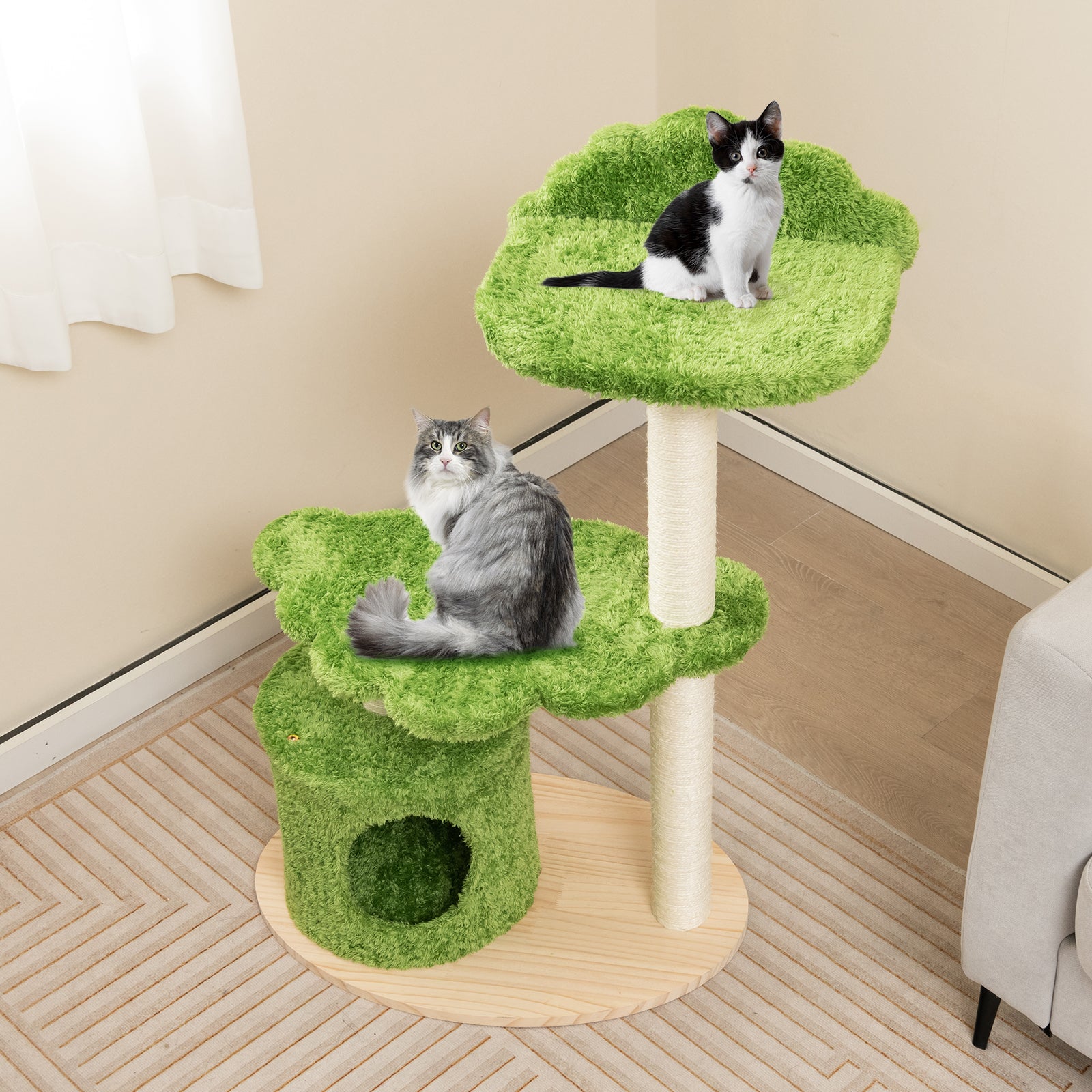 38 Inch Cute Cat Tree for Indoor Cats with Fully Wrapped Sisal Scratching Posts - view 3