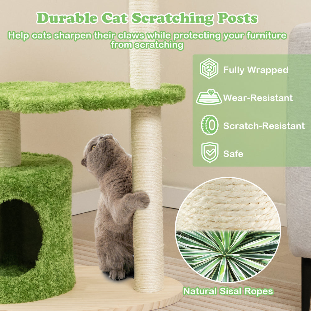 38 Inch Cute Cat Tree for Indoor Cats with Fully Wrapped Sisal Scratching Posts - view 8