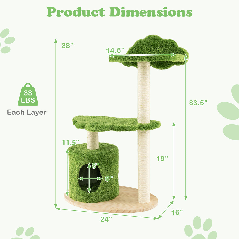 38 Inch Cute Cat Tree for Indoor Cats with Fully Wrapped Sisal Scratching Posts - view 5
