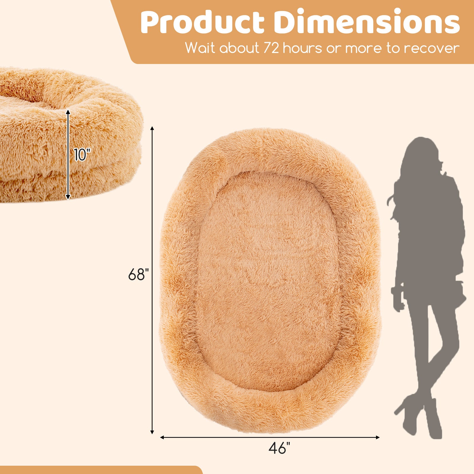 Washable Fluffy Human Dog Bed with Soft Blanket and Plump Pillow - view 5