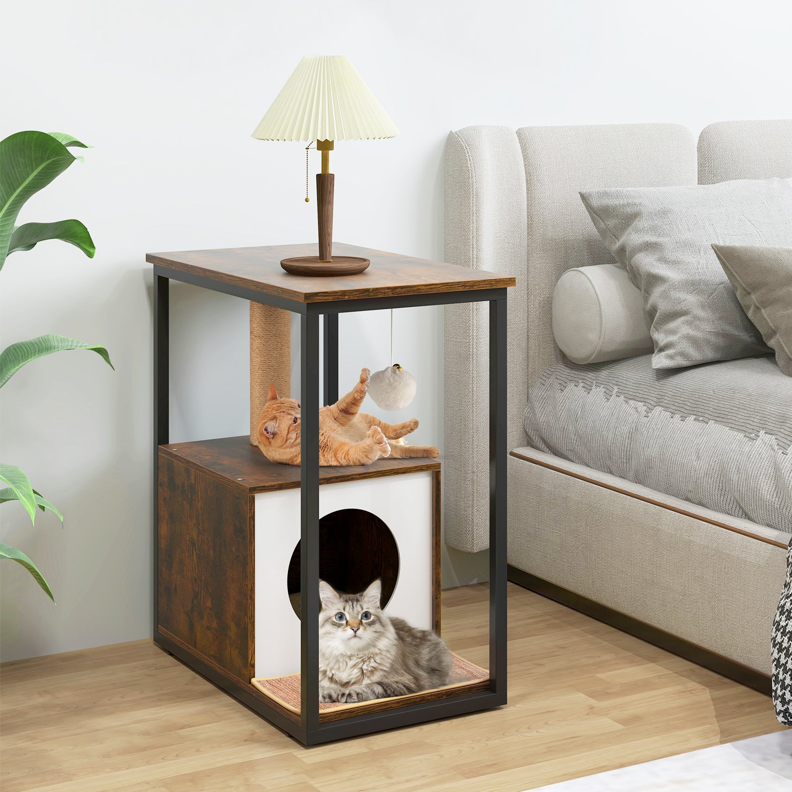 Cat Furniture End Table Cat House with Scratching Post - view 5