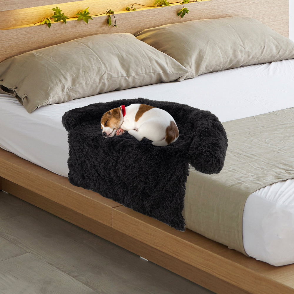 Plush Calming Dog Couch Bed with Anti-Slip Bottom - view 2