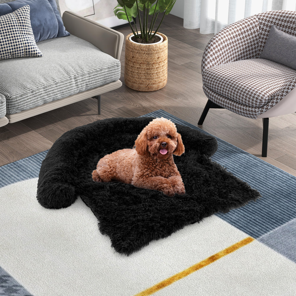 Plush Calming Dog Couch Bed with Anti-Slip Bottom - view 3