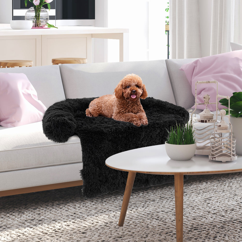 Plush Calming Dog Couch Bed with Anti-Slip Bottom - view 5