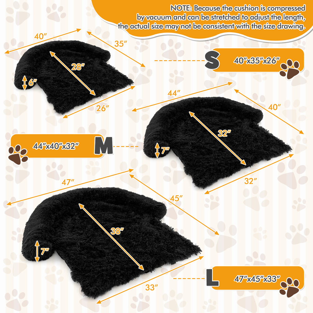 Plush Calming Dog Couch Bed with Anti-Slip Bottom - view 4