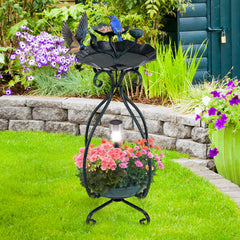 Solar Outdoor Bird Bath Feeder Combo with Flower Planter Pedestal and Solar - view 2