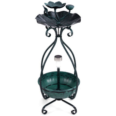 Solar Outdoor Bird Bath Feeder Combo with Flower Planter Pedestal and Solar - view 4