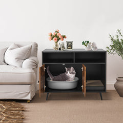 Cat Litter Box Enclosure with Storage Compartments and Pet Scratcher Cat House - view 4