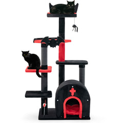 Gothic Cat Tree 53 Inch Tall Cat Tower with Cat Bed and Arch-Shaped Condo - view 4