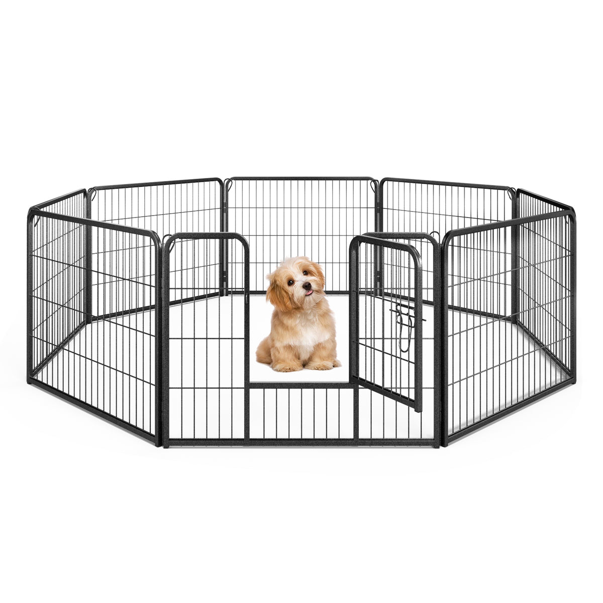 8 Panel 24 Inch Height Pet Fence Indoor Outdoor-24 inch Pet Gate