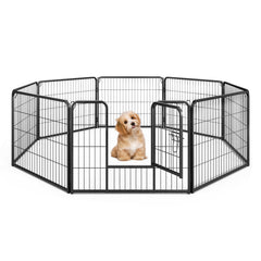 8 Panel 24 Inch Height Pet Fence Indoor Outdoor-24 inch Pet Gate