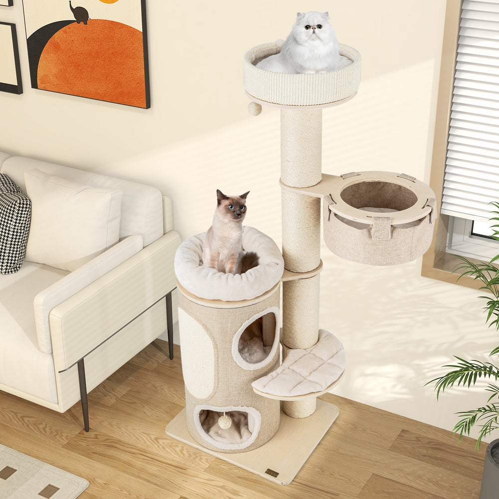 61 Inches Cat Tree for Indoor Cats with 2-stoery Condo and Top Perch - view 5