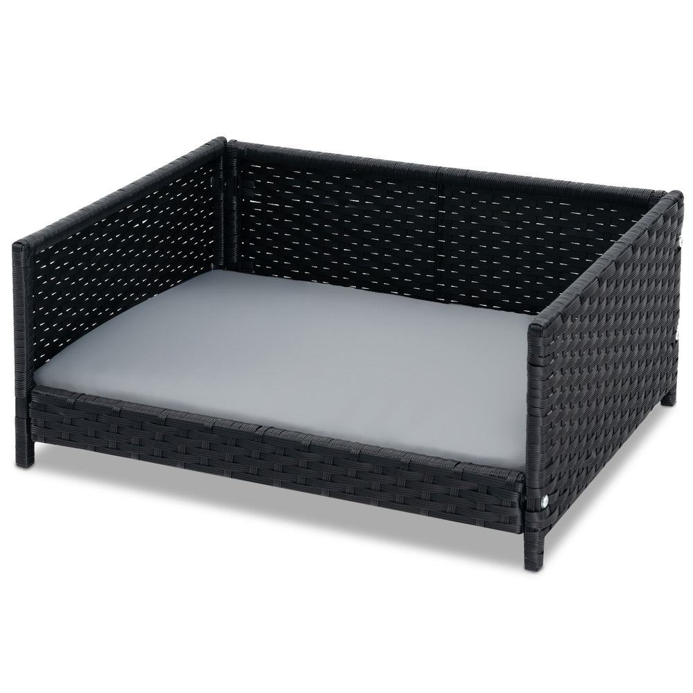 Rattan Dog Bed with Waterproof Soft Cushion for Medium Small Dogs Cats