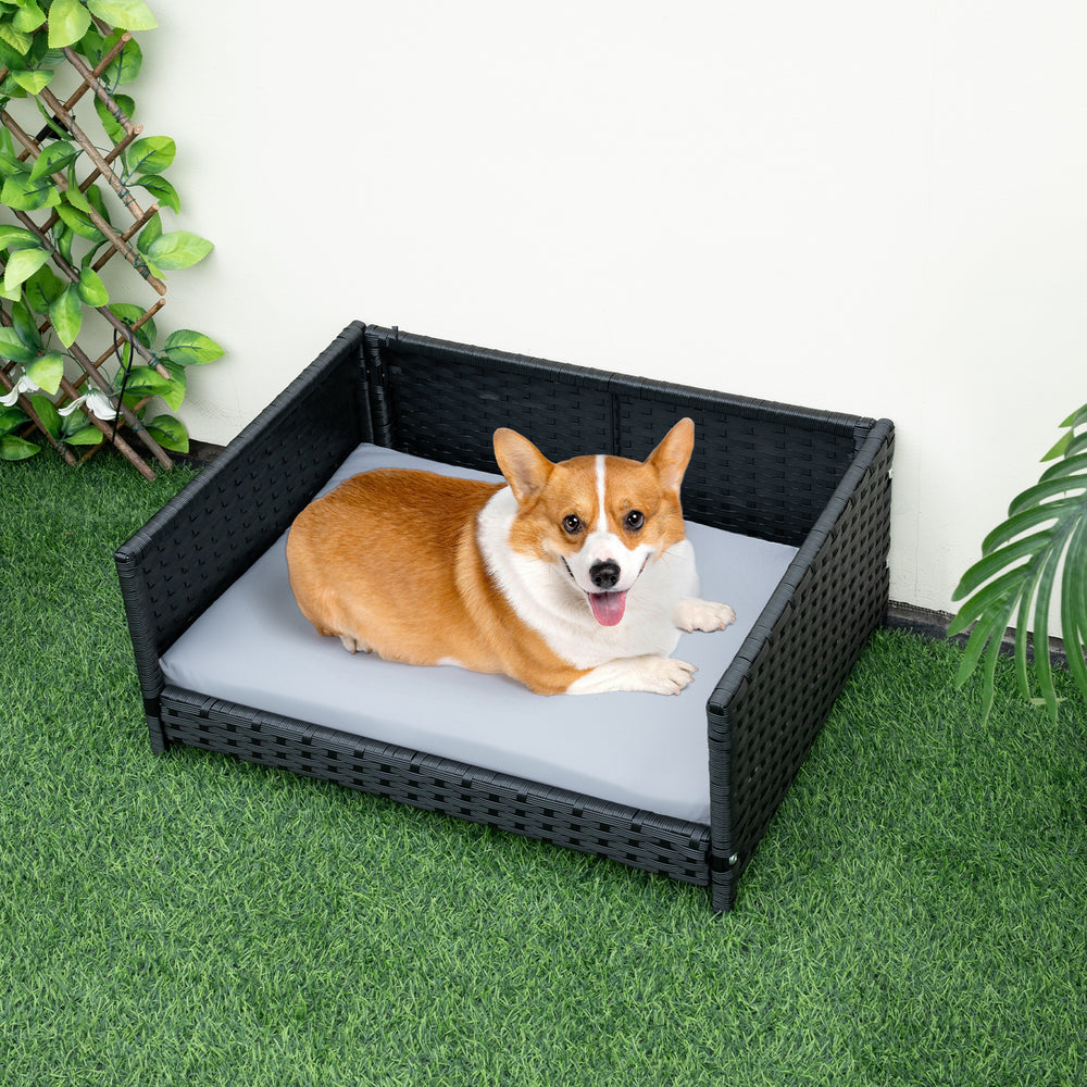 Rattan Dog Bed with Waterproof Soft Cushion for Medium Small Dogs Cats - view 6